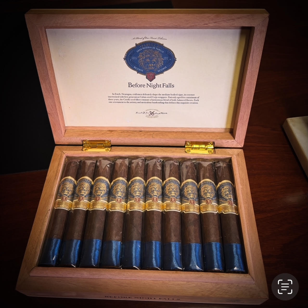 Padilla Before Night Falls box of 20 cigars