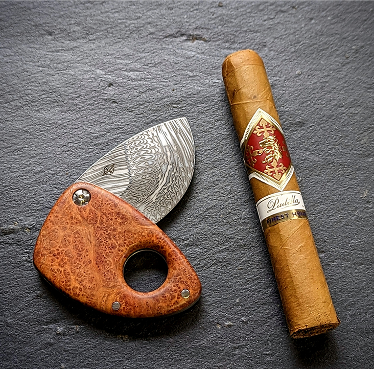 Custom Damascus Steel Cigar Cutter