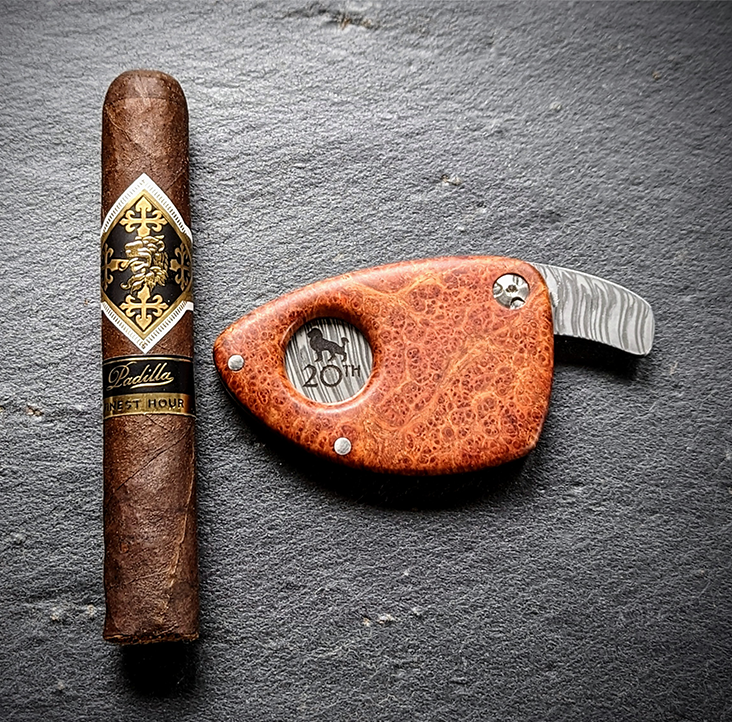 Custom Damascus Steel Cigar Cutter
